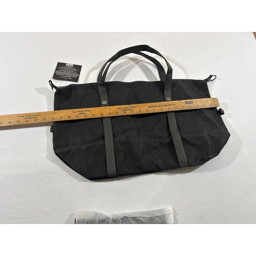 John Varvatos Dark Gray Canvas Cotton Weekender Travel Gym Tote Bag w/Strap New